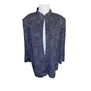 Alex‎ Evenings Women's Plus Size 16W Gray Glitter Open Cardigan Jacket NWOT